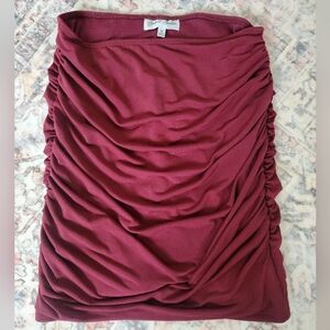 Elegant Burgundy Ruched Skirt